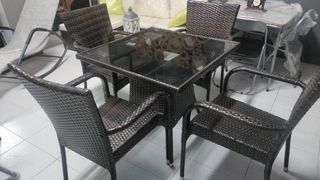 Mesa y 4 Sillas Exterior Ratán