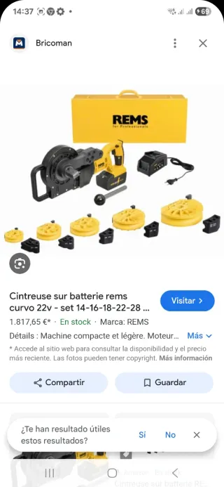 Curvadora de tubos REMS Curvo 22V