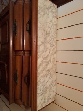 Recibidor Taquillon Entrada Madera y mármol blanco