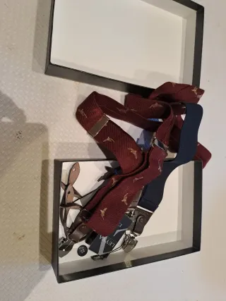 Tirantes de caballero rojo burdeos, negro y marrón