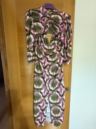 Vestido FEVERSAME verde y rosa talla L