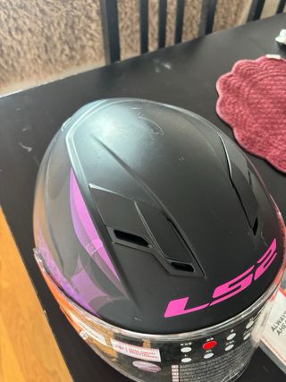 Casco Moto LS2 Negro y Morado, talla xs, LUX FF320