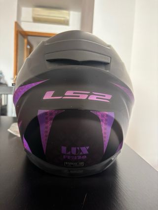 Casco Moto LS2 Negro y Morado, talla xs, LUX FF320