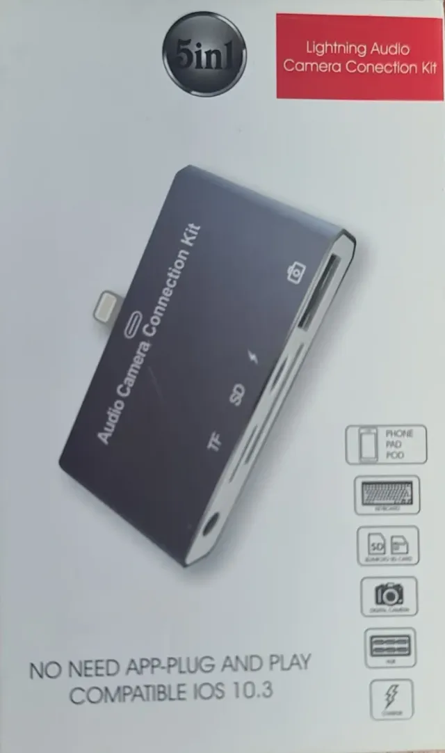 Lector Tarjetas 5 en 1 Lightning Audio para Ipod