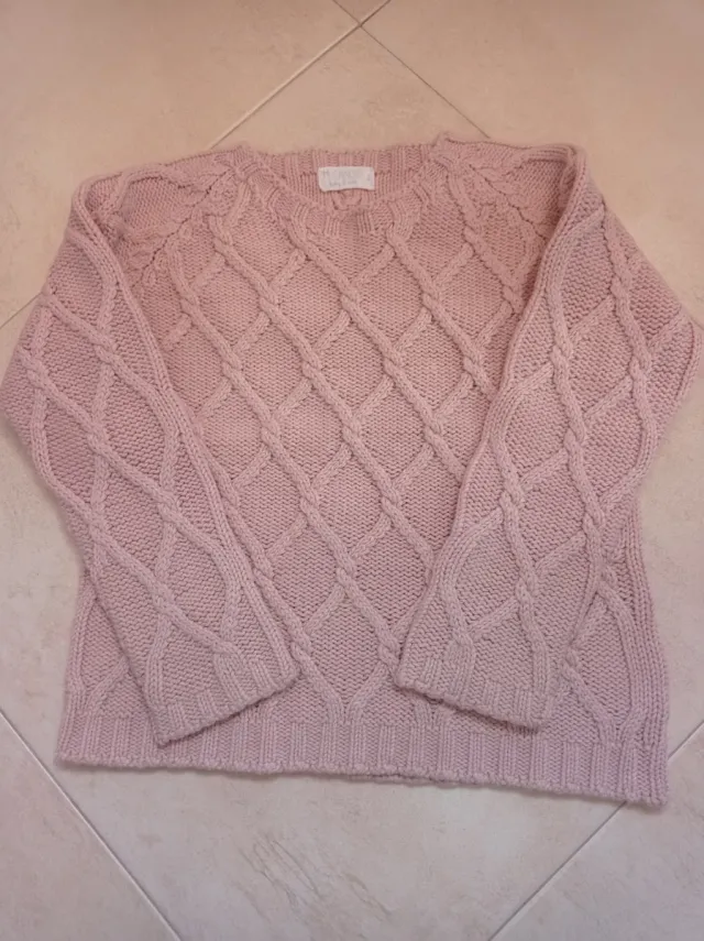 Jersey niña rosa trenzado