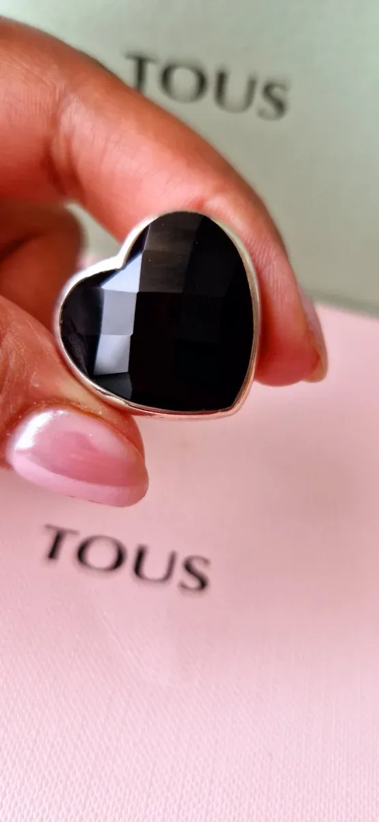 Anillo Corazón Tous Plata y Ónix