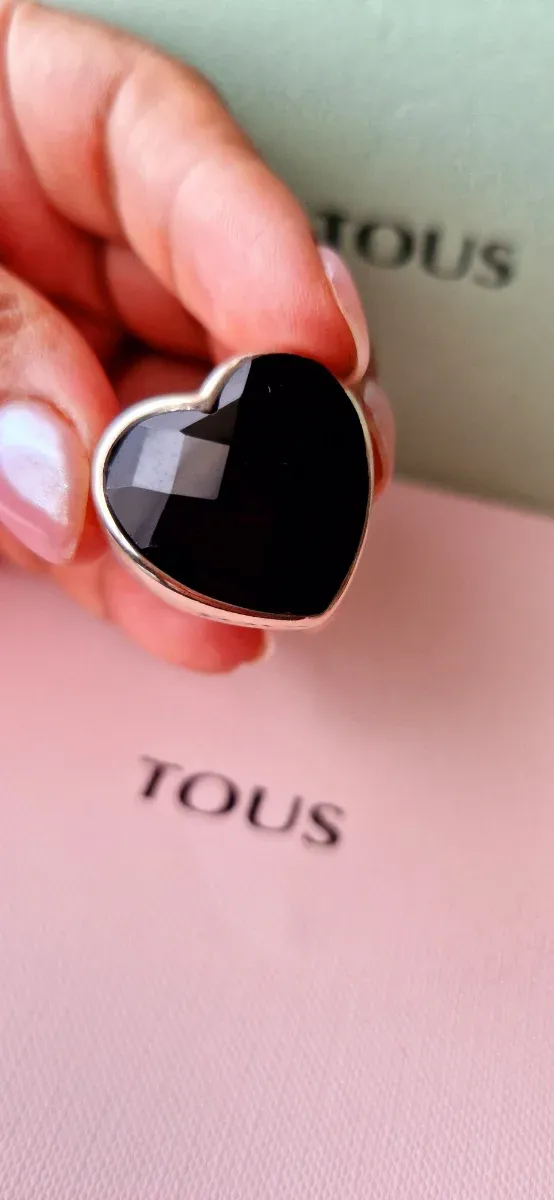 Anillo Corazón Tous Plata y Ónix