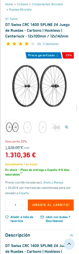 RUOTE SUPERIORI IN CARBONIO DTSWISS CRC 1400 GRAVEL/CX:))