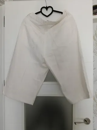 Pantalones anchos Zara color blanco marfil