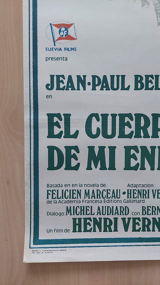 Cartel original El cuerpo de mi enemigo (1976)