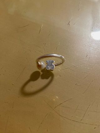 Anillo TOUS abierto de plata con perla