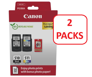 2 uds. Pack Canon PG-510/CL-511 + 50 papel foto