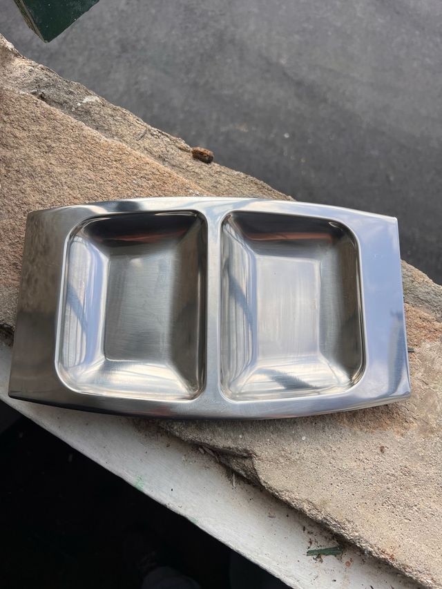 Bandeja vintage de acero inoxidable