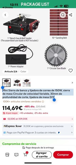 Sierra de mesa y lijadora 150W
