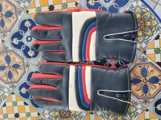 Guanti da sci vintage blu e rossi