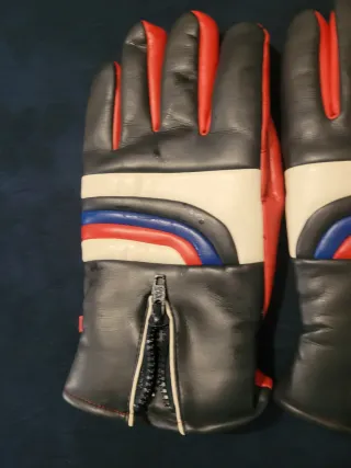 Guanti da sci vintage blu e rossi