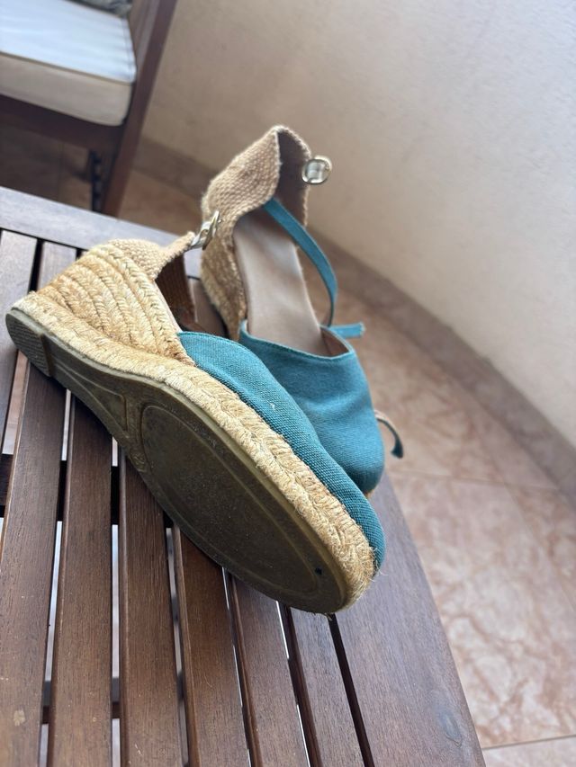 Alpargatas esparto azul con cuña