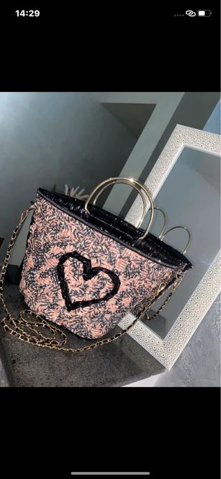 Borsa Artigianale Cuore Rosa Nero