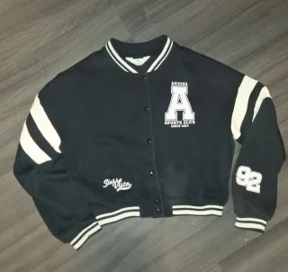 Chaqueta bomber H&M negra y blanca talla 16-18 año