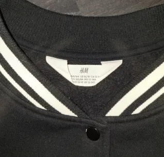 Chaqueta bomber H&M negra y blanca talla 16-18 año