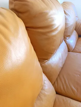 Conjunto Sofás de Piel Marrón