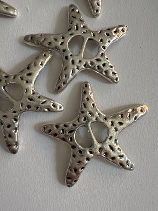 Lote 10 Abalorios Estrella y Mensajes Plata