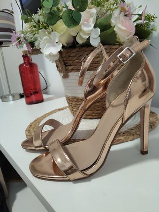 Zapatos tacón oro rosa Talla 37