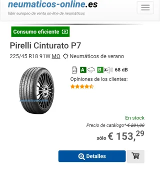 2Neumáticos 225/45 R18 91W MO Pirelli Cinturato P7