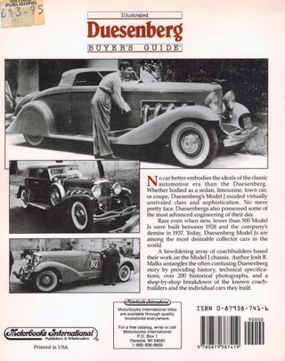 Libro Guía Ilustrada Duesenberg  en ingles