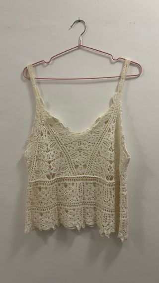 Top Blanco tipo crochet