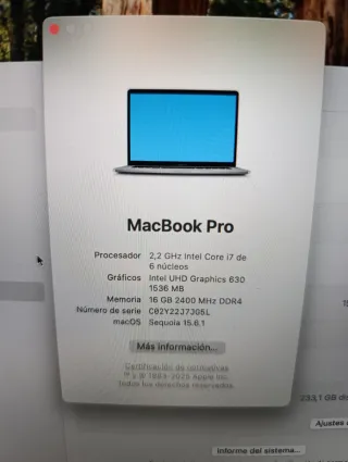 MacBook Pro 15 2019 Plata/Gris Espacial