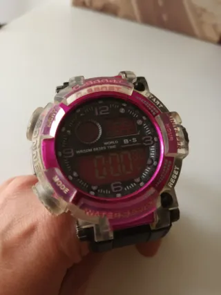 Reloj Digital Deportivo Rosa y Negro