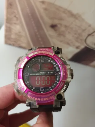 Reloj Digital Deportivo Rosa y Negro