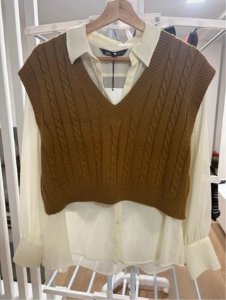 Camisa Zara Beige Transparente