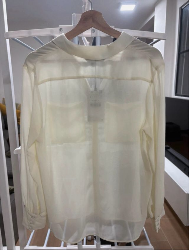 Camisa Zara Beige Transparente