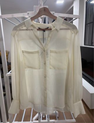 Camisa Zara Beige Transparente