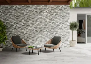 Revestimiento imitación piedra gris 25x50