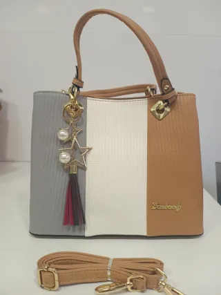 Bolso de mano polipiel tricolor