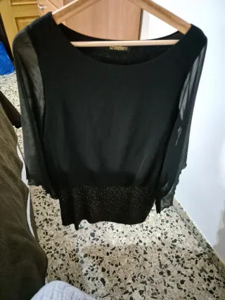 Vestido fiesta negro con dorado