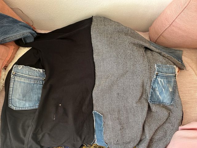 Abrigo Unique designer patchwork vaquero