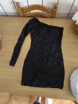 Vestido fiesta lentejuelas negro