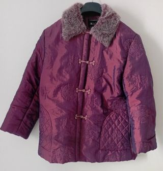 Chaqueta bordada mujer morada