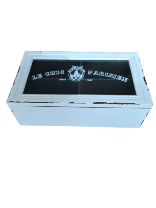 Scatola porta the in legno e vetro