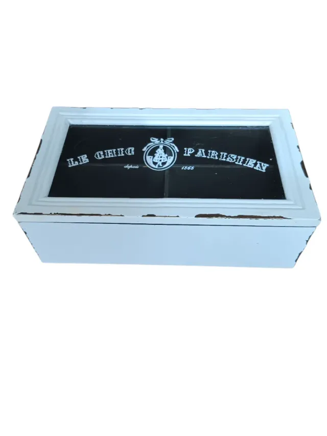 Scatola porta the in legno e vetro