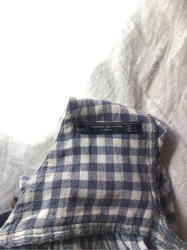 Blusa mujer cuadros vichy azul y blanca