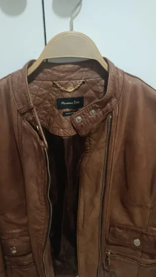 Chaqueta Cuero Massimo Dutti Mujer Marrón
