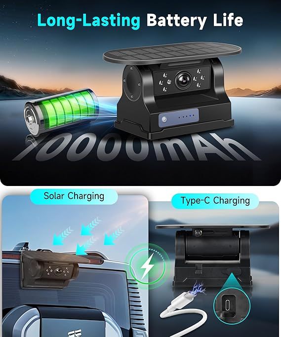 Cámara Solar Trasera Inalámbrica Coche