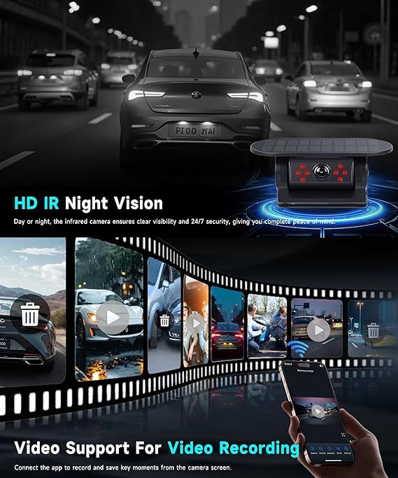 Cámara Solar Trasera Inalámbrica Coche