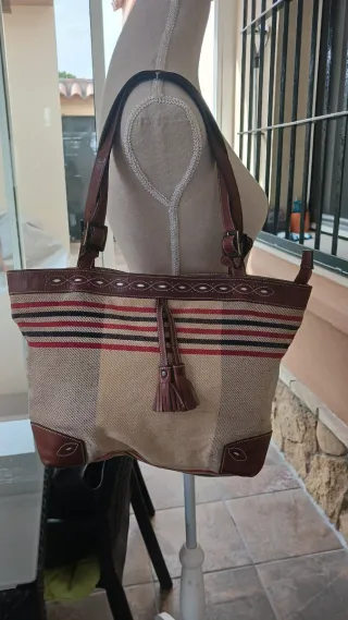 Bolso Lona y Cuero Multicolor