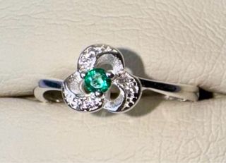 Anillo Plata 925 Esmeralda Tulipan